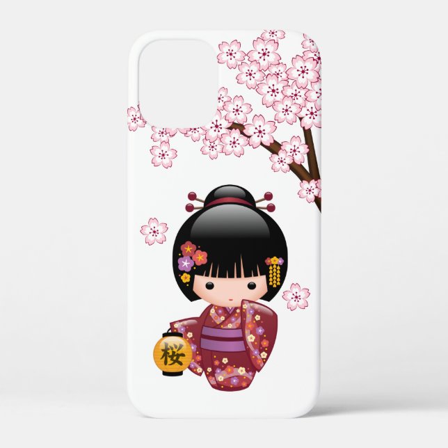 Sakura Kokeshi Doll - Cute Japanese Geisha Girl Case-Mate iPhone Case (Back)