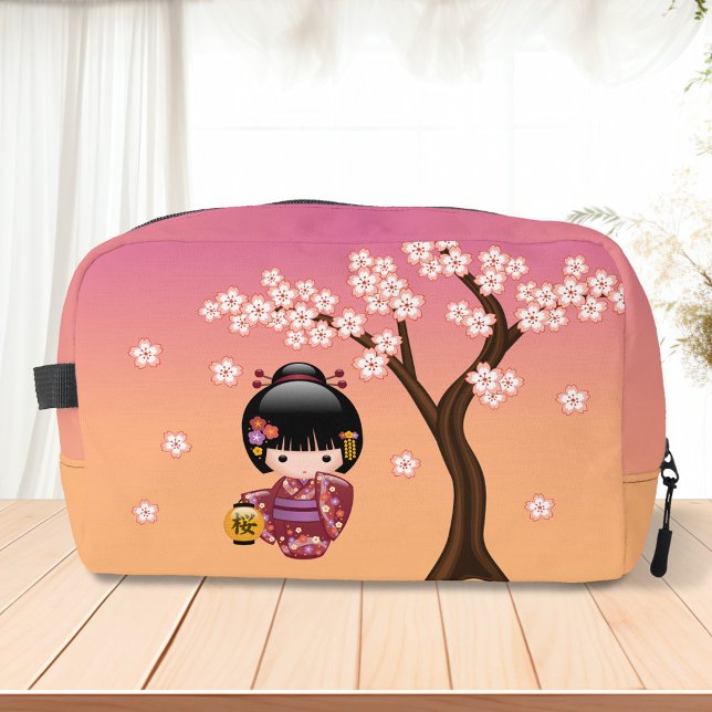 Sakura Kokeshi Doll - Geisha Girl on Peach Dopp Kit (Creator Uploaded)