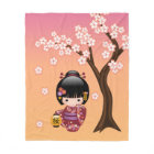 Sakura Kokeshi Doll - Geisha Girl on Peach