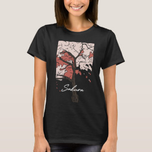 Sakura Modern Illustration Black Art Trendy T-Shirt