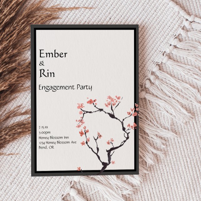 Sakura Mountain | Casual Border Engagement Party Invitation (Creator Uploaded)