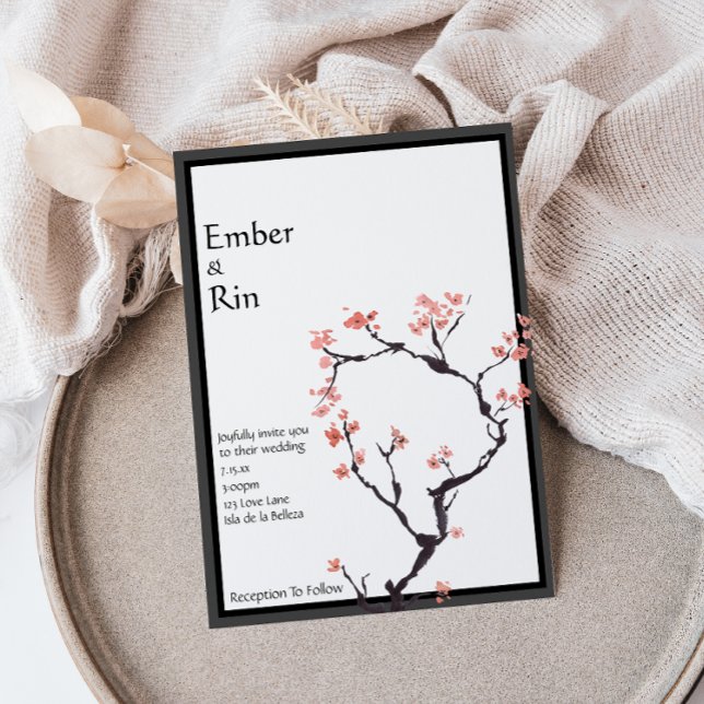 Sakura Mountain | Casual Border Wedding Invitation (Creator Uploaded)