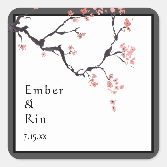 Sakura Mountain | Casual Border Wedding Sticker (Front)