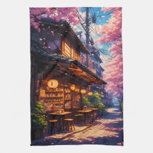 Sakura no Machikado - Cherry Blossom Street Tea Towel