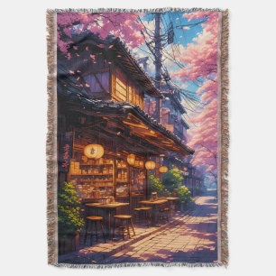 Sakura no Machikado - Cherry Blossom Street Throw Blanket