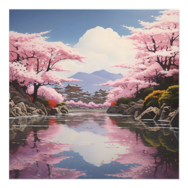 Sakura over River Banks Photo Print (Front)