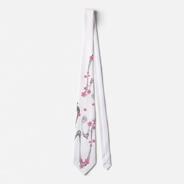 Sakura over river - Japanese Design Tie (Front)