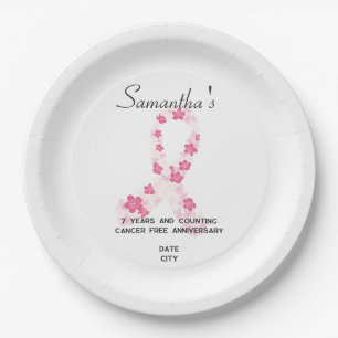 Sakura Pink Breast Cancer Fundraiser QR Code Paper Plate