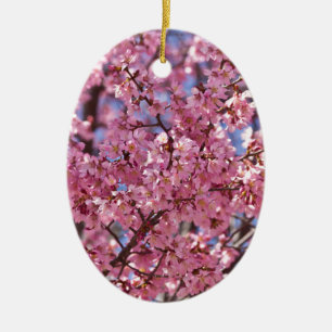 Sakura Pink Cherry Blossom Sky Ceramic Ornament