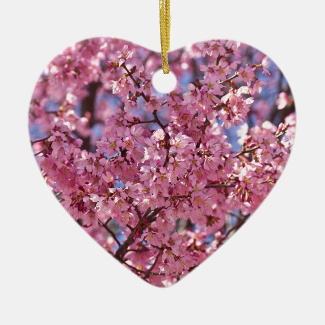 Sakura Pink Cherry Blossom Sky Ceramic Tree Decoration (Front)