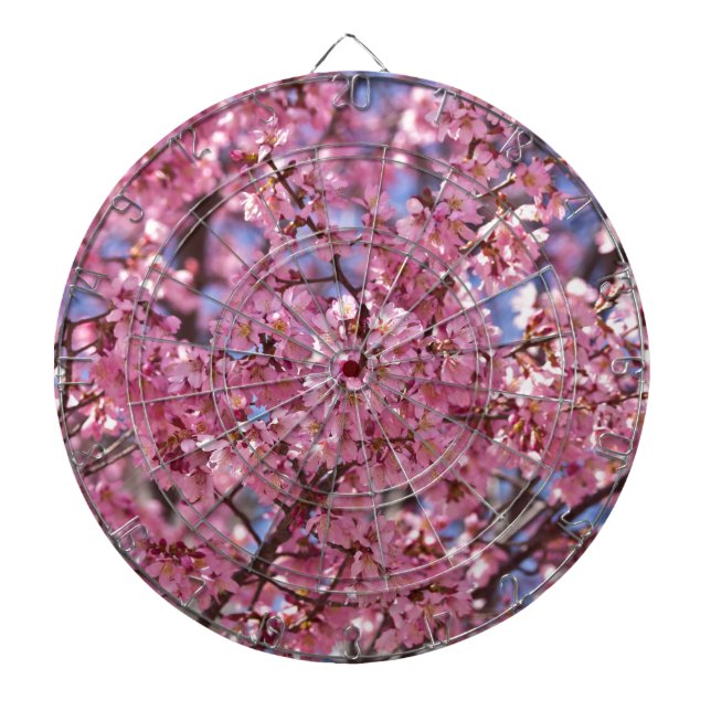 Sakura Pink Cherry Blossom Sky Dartboard (Front)
