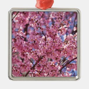 Sakura Pink Cherry Blossom Sky Metal Ornament