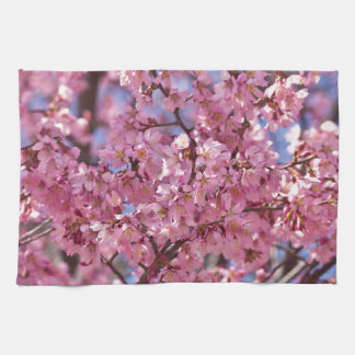 Sakura Pink Cherry Blossom Sky Tea Towel
