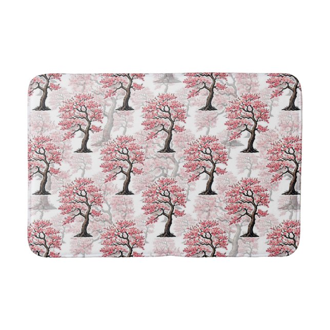 Sakura Pink Cherry Blossom Tree Design  Bath Mat (Front)