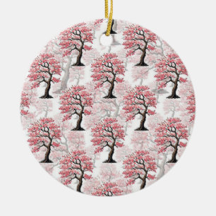 Sakura Pink Cherry Blossom Tree Design Ceramic Ornament