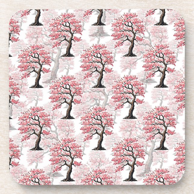 Sakura Pink Cherry Blossom Tree Design  Coaster (Front)