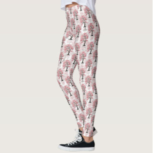 Sakura Pink Cherry Blossom Tree Design  Leggings