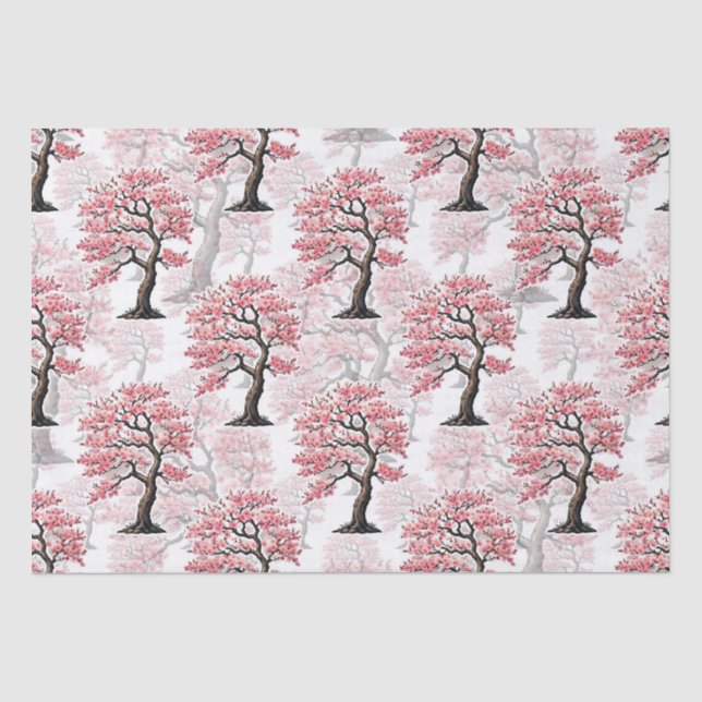 Sakura Pink Cherry Blossom Tree Design  Tissue Paper (Front)