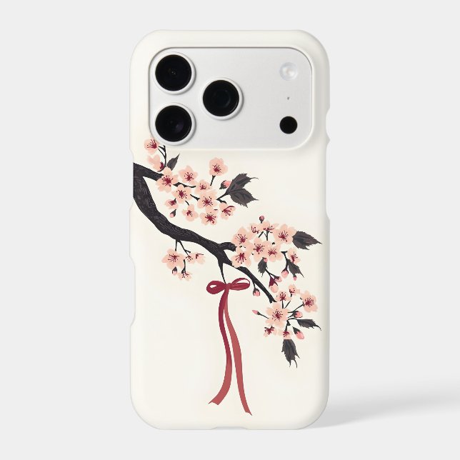 Sakura Ribbon Branch iPhone Case | Cherry Red Bow (Back)