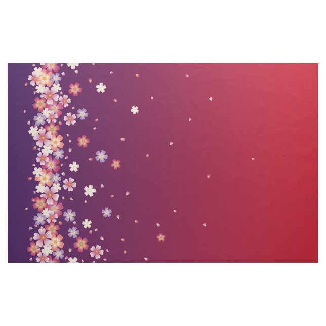 Sakura Showers Dramatic Purple & Red Kimono Style Fabric (Yard)