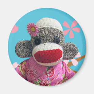 Sakura Sock Monkey Magnet
