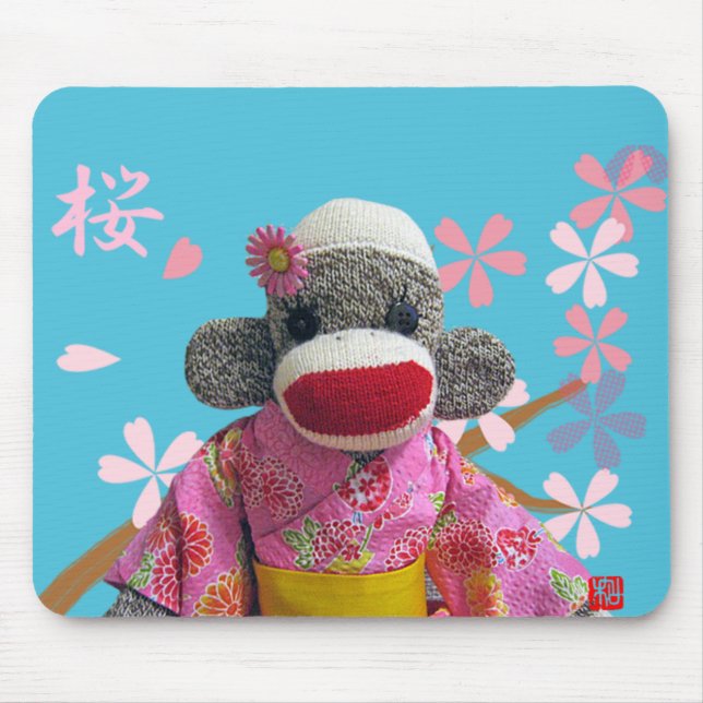 Sakura Sock Monkey Mousepad (Front)