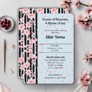 Sakura Spring Cherry Blossoms Baby Shower Invitation