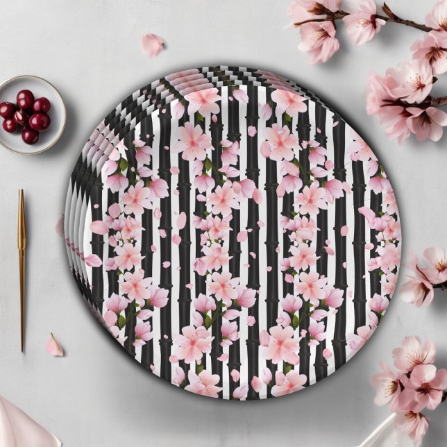 Sakura Spring Cherry Blossoms Baby Shower Paper Plate (Creator Uploaded)