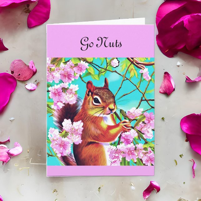 Sakura Squirrel in Cherry Tree Go Nuts Birthday Card (Creator Uploaded)