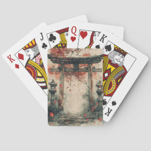 Sakura Torii Ink Wash Art Playing Cards