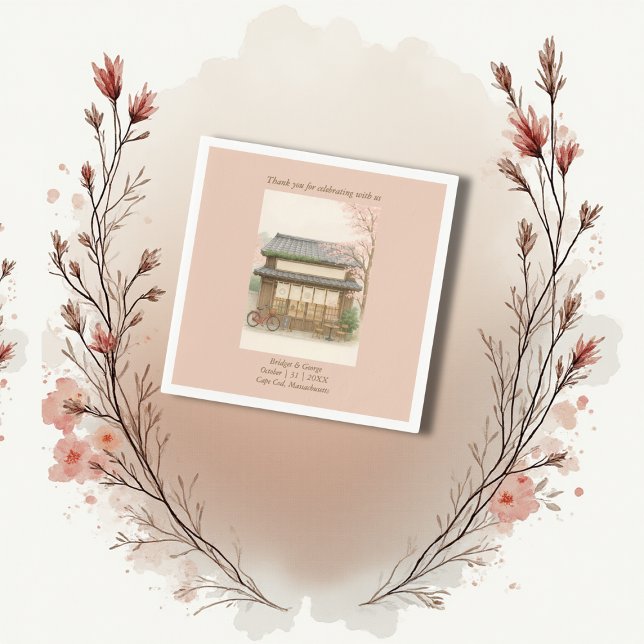 sakura traditional tea house destination wedding napkin (Creator Uploaded)