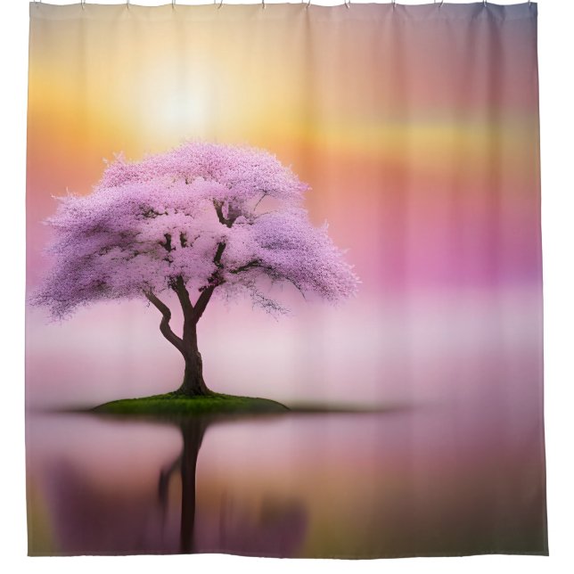 Sakura Tree at Sunrise Shower Curtain (Front)