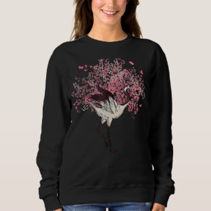 Sakura Tree Cherry Blossom Crane Bird Japanese Flo Sweatshirt