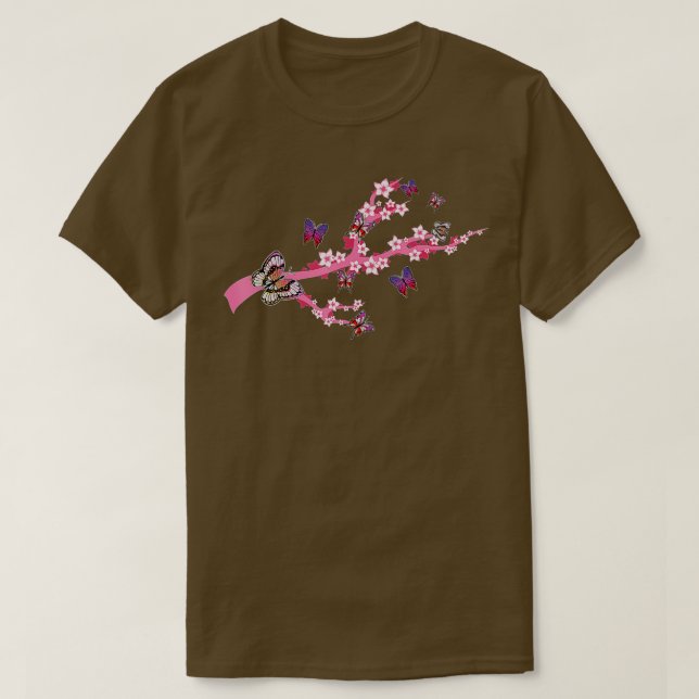 Sakura Tree Cherry Blossom Nature Insect Beautiful T-Shirt (Design Front)