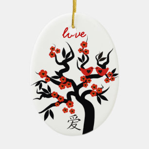 Sakura Tree Chinese Love Symbol custom ornament