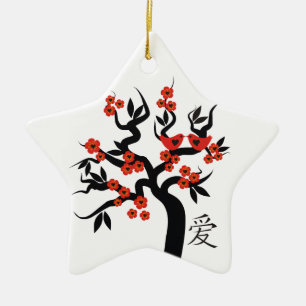 Sakura Tree Chinese Love Symbol custom ornament