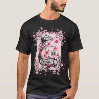 Sakura Tree Koi p Pink Cherry Blossom Flower Tree  T-Shirt