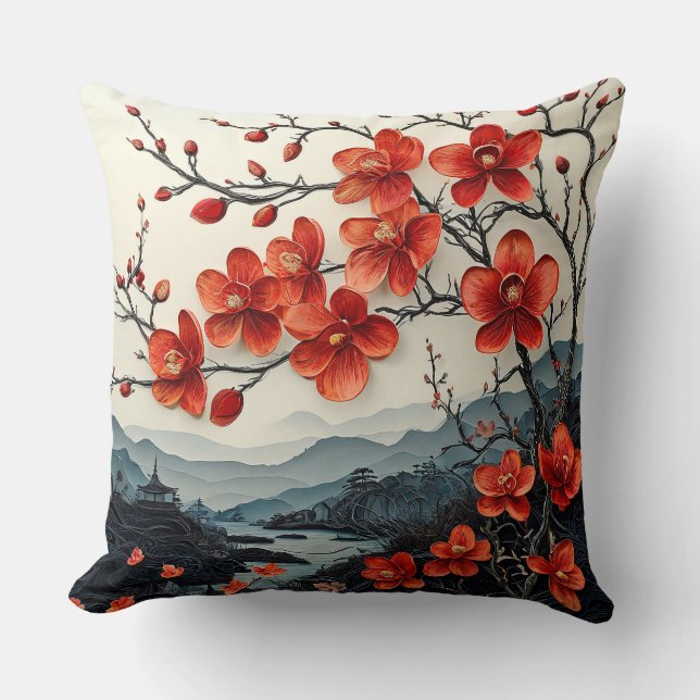 Sakura tree paper art cushion (Front)