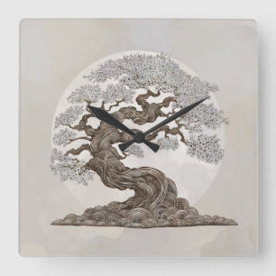 Sakura Tree - Pearl Blossom Square Wall Clock