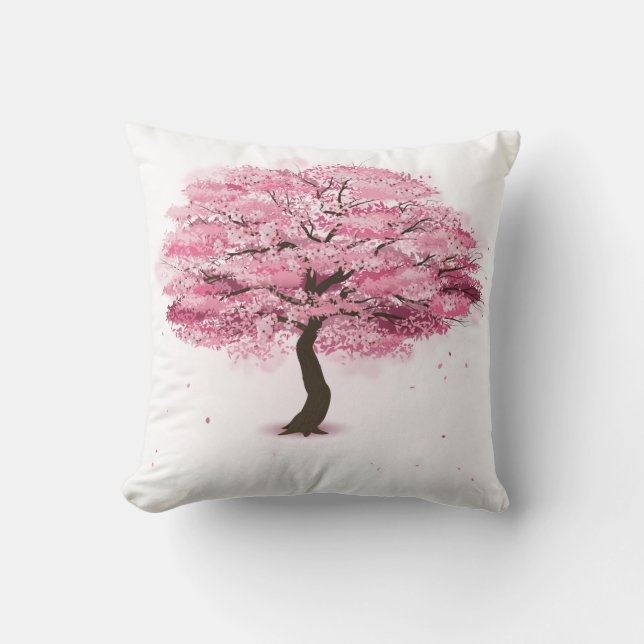 sakura  tree throw pillow (Front)
