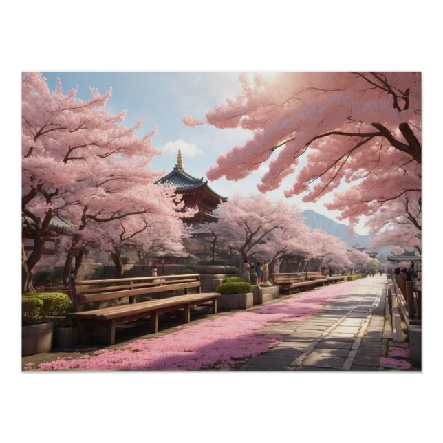 Sakura Trees in Japan Poster (Front)