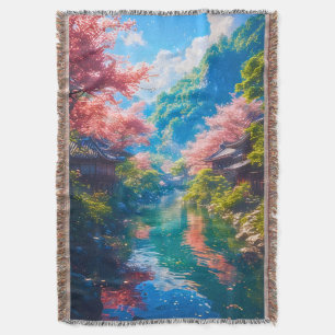 Sakura Utsuru Seiryū Throw Blanket