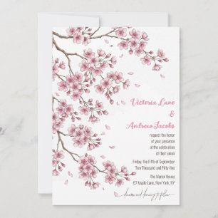Sakura Watercolor Wedding Invitation