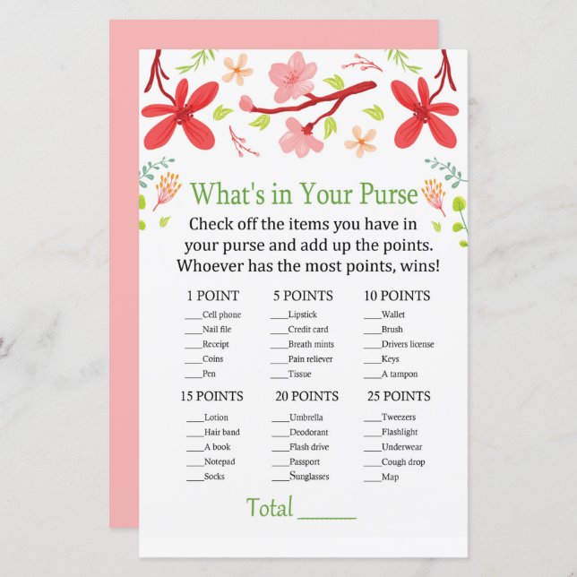 Sakura What's in your purse game (Front/Back)