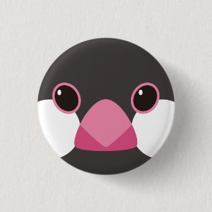 Sakurabuntori - Java sparrow (black) 3 Cm Round Badge