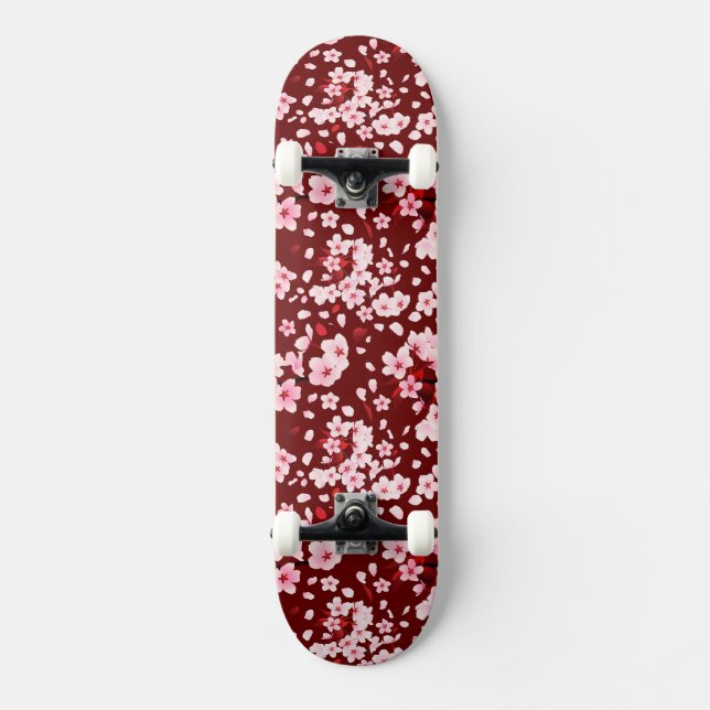 Sakurafubuki Sakura Petals Pattern Skateboard (Front)