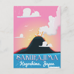 Sakurajima Volcano Japan vintage travel poster Postcard