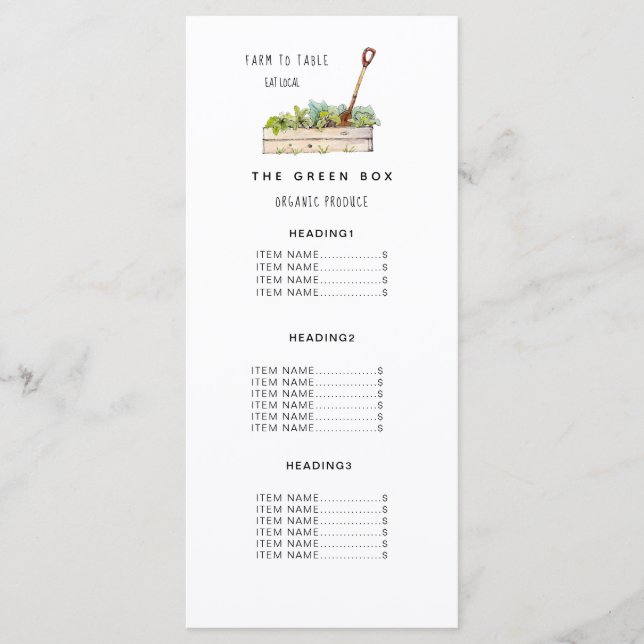 Salad and Sandwich Shop Price list Menu (Front)