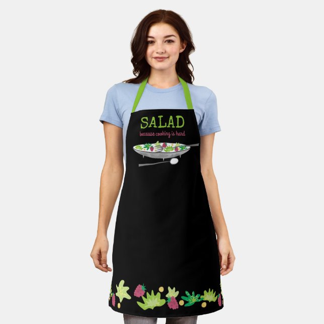 Salad cooking is hard personalised kitchen apron (Worn)