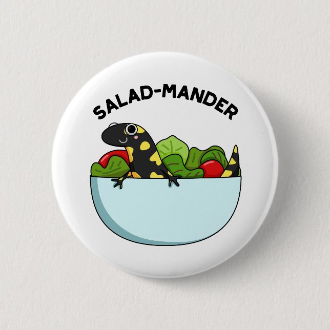 Salad-mander Funny Salamander Animal Pun  6 Cm Round Badge (Front)